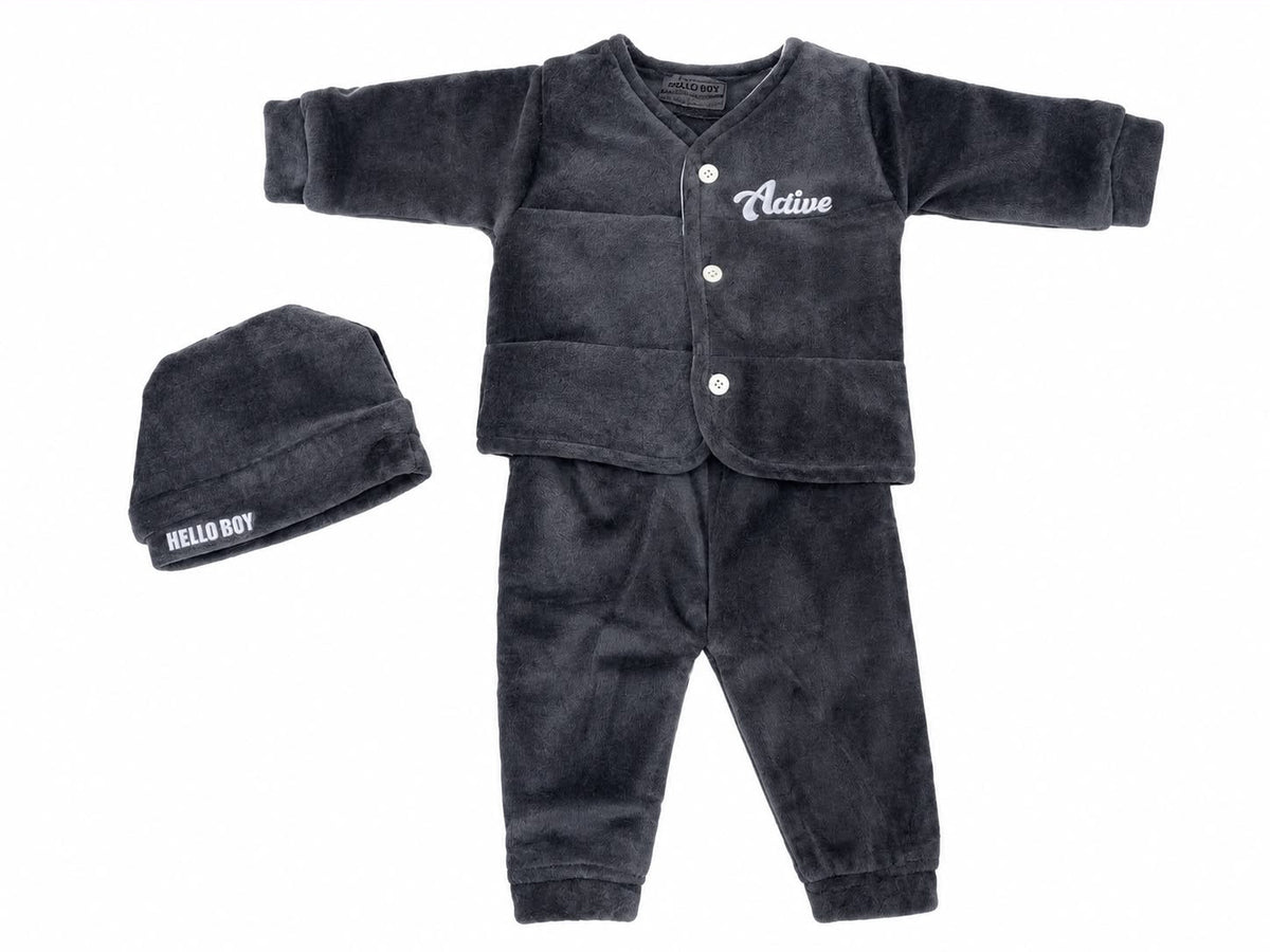 Black “Hello Boy” Winter Set