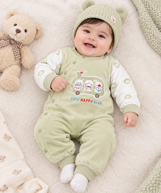Imported Polyester Filling Green Romper