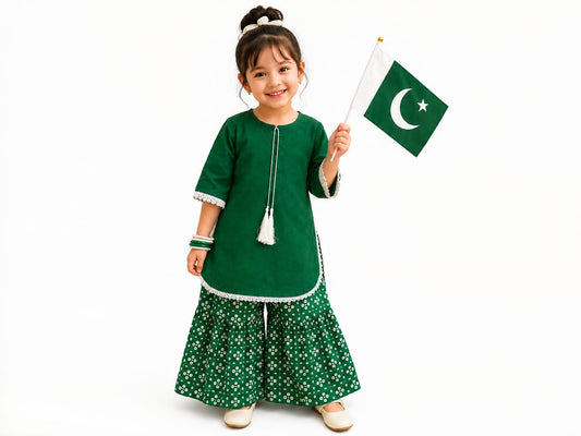 Azadi Green gharara set