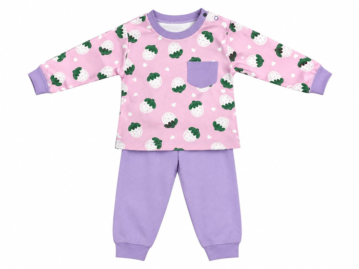 Pink Strawberry Print Baby 2-Piece Set