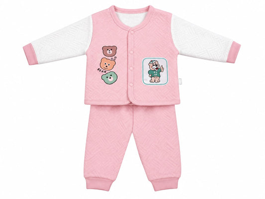 Imported Pink Bear Quilted Baby Set