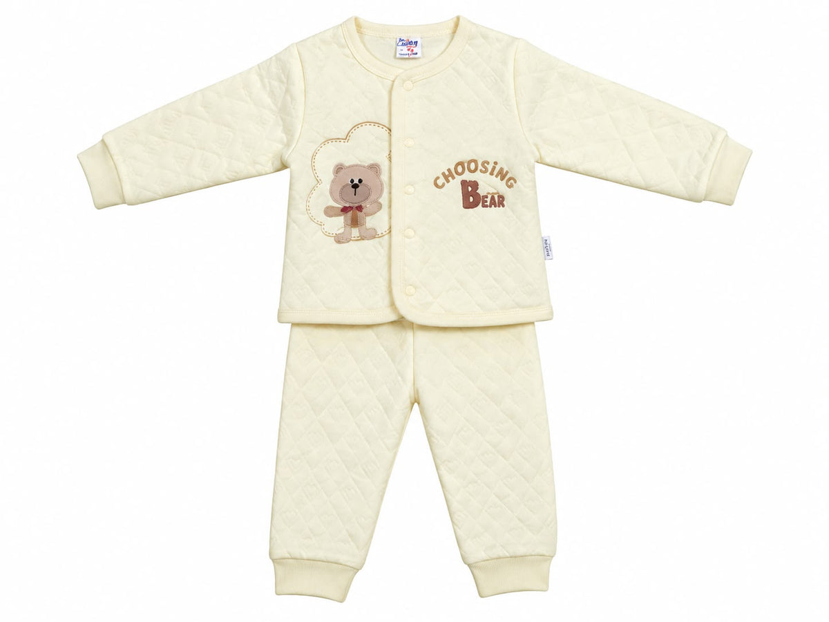 Imported Cream Quilted Bear Baby 2-Piece Set