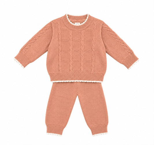 Newborn Peach Knitted Sweater Set