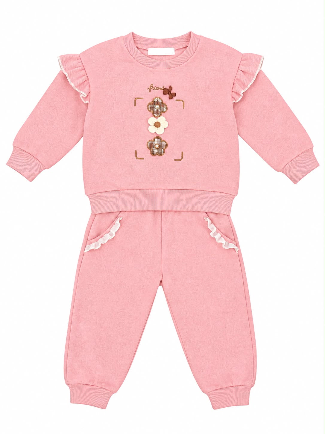 Imported Pink Floral Frill 2-Piece Baby Set