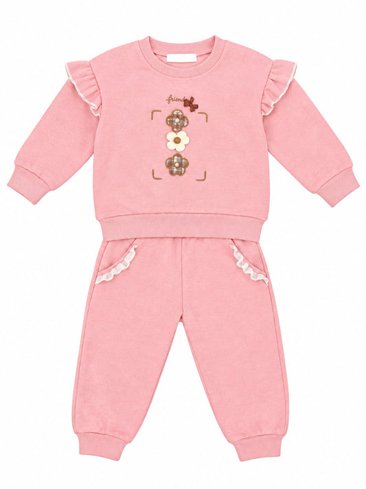 Imported Pink Floral Frill 2-Piece Baby Set