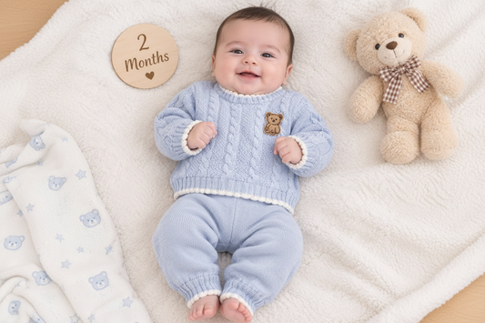 Newborn Purple Knitted Sweater Set